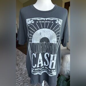 LetLuv SMALL Washed Black Johnny Cash Graphic Tee